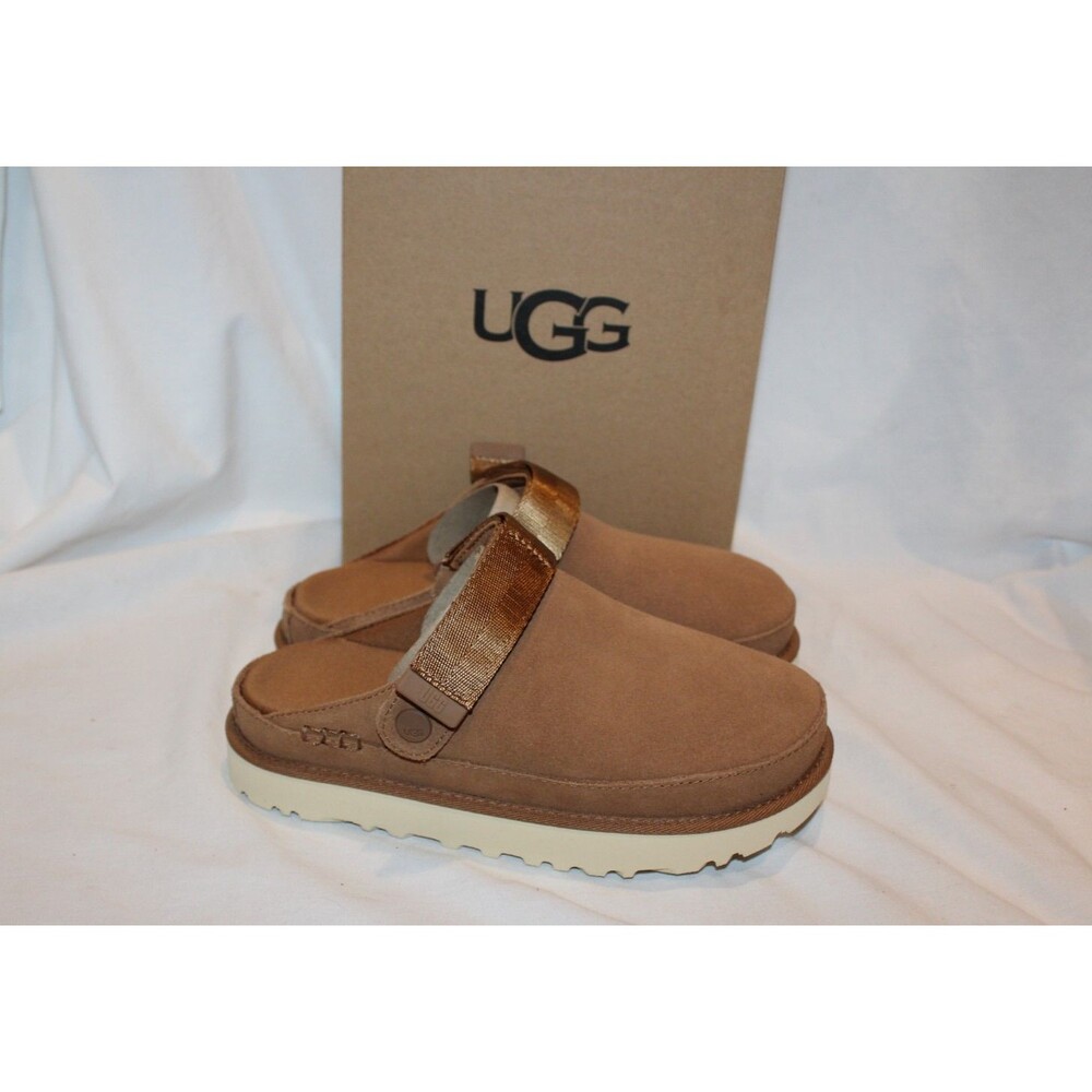 UGG MENS GOLDENCOAST CLOG SIZE US 14 CHESTNUT SUEDE SLINGBACK SLIDE SANDAL - Picture 3 of 7